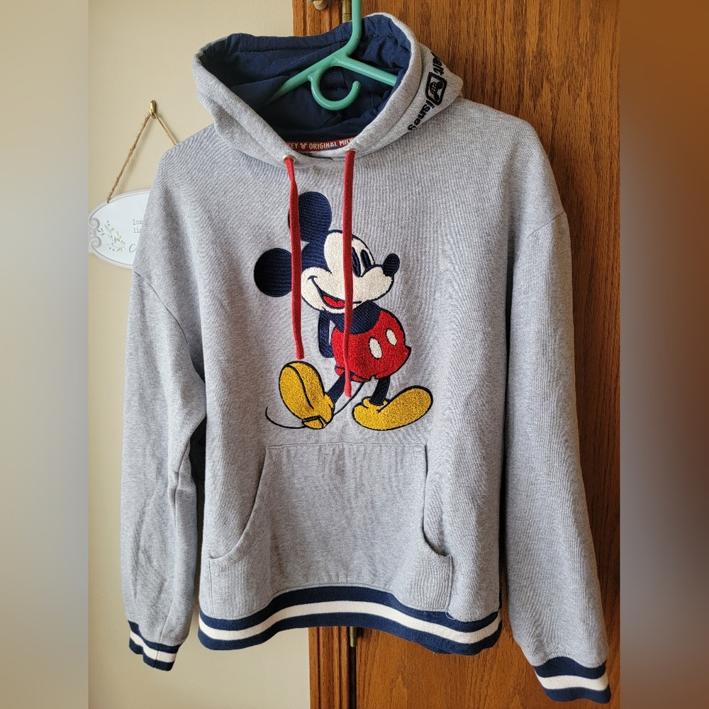 Disney Parks Gray Hoodie with Mickey Mouse Design, Sz M